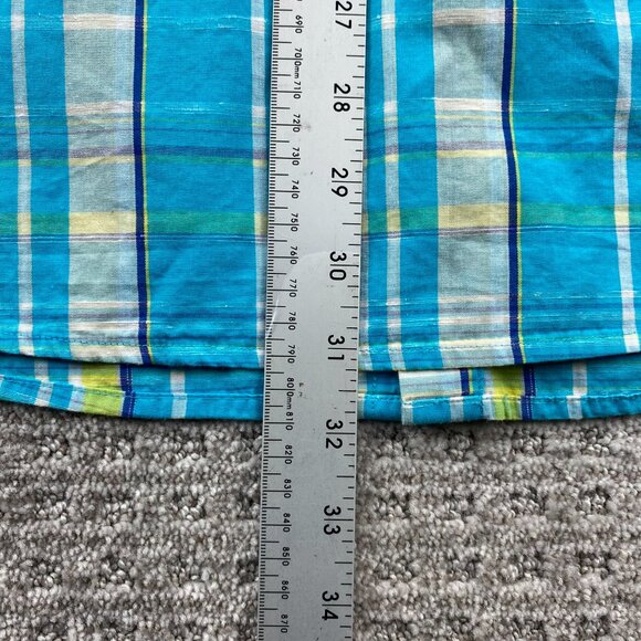 Penguin Shirt Men Large L Teal Yellow Blue Plaid Button Up Casual Polo Classic - Picture 10 of 10
